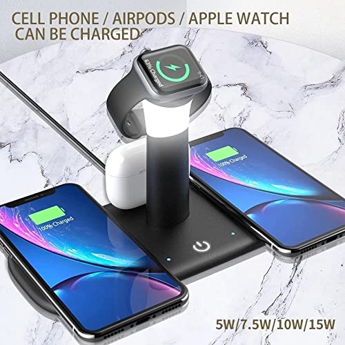 3-in-1 15W Wireless Charging Station with LED Lamp