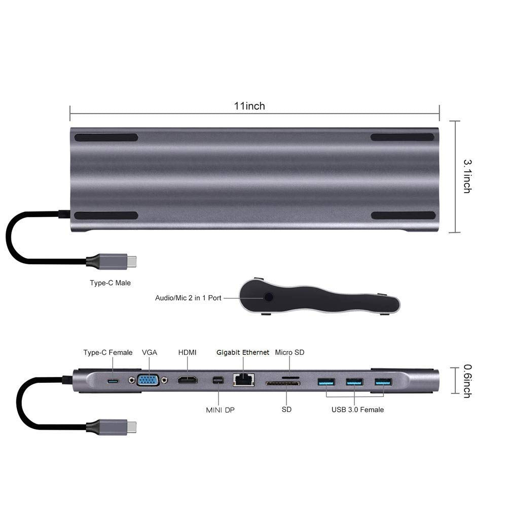 11-in-1 USB-C Docking Station with Dual Display & Ethernet