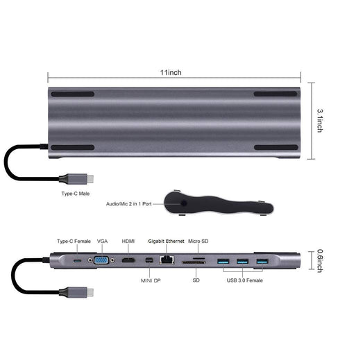 11-in-1 USB-C Docking Station with Dual Display & Ethernet