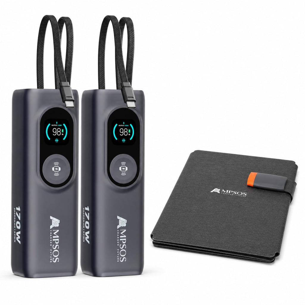 AMPSOS Explore More Bundle: 2 Power Banks + Free Solar Panel Charger