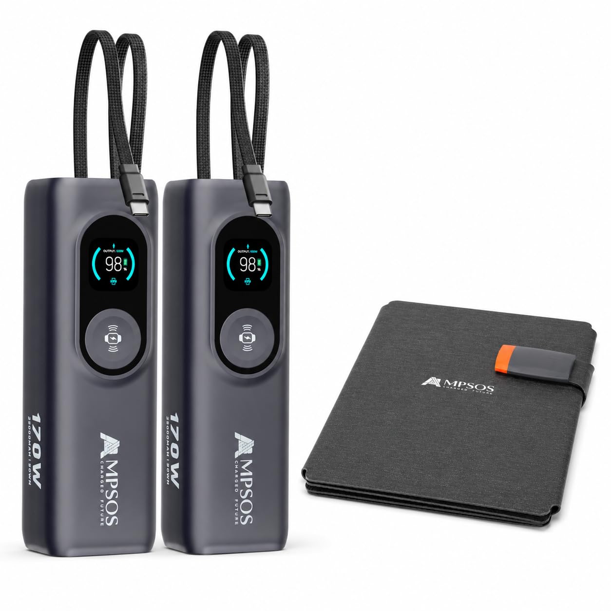 AMPSOS Explore More Bundle: 2 Power Banks + Free Solar Panel Charger
