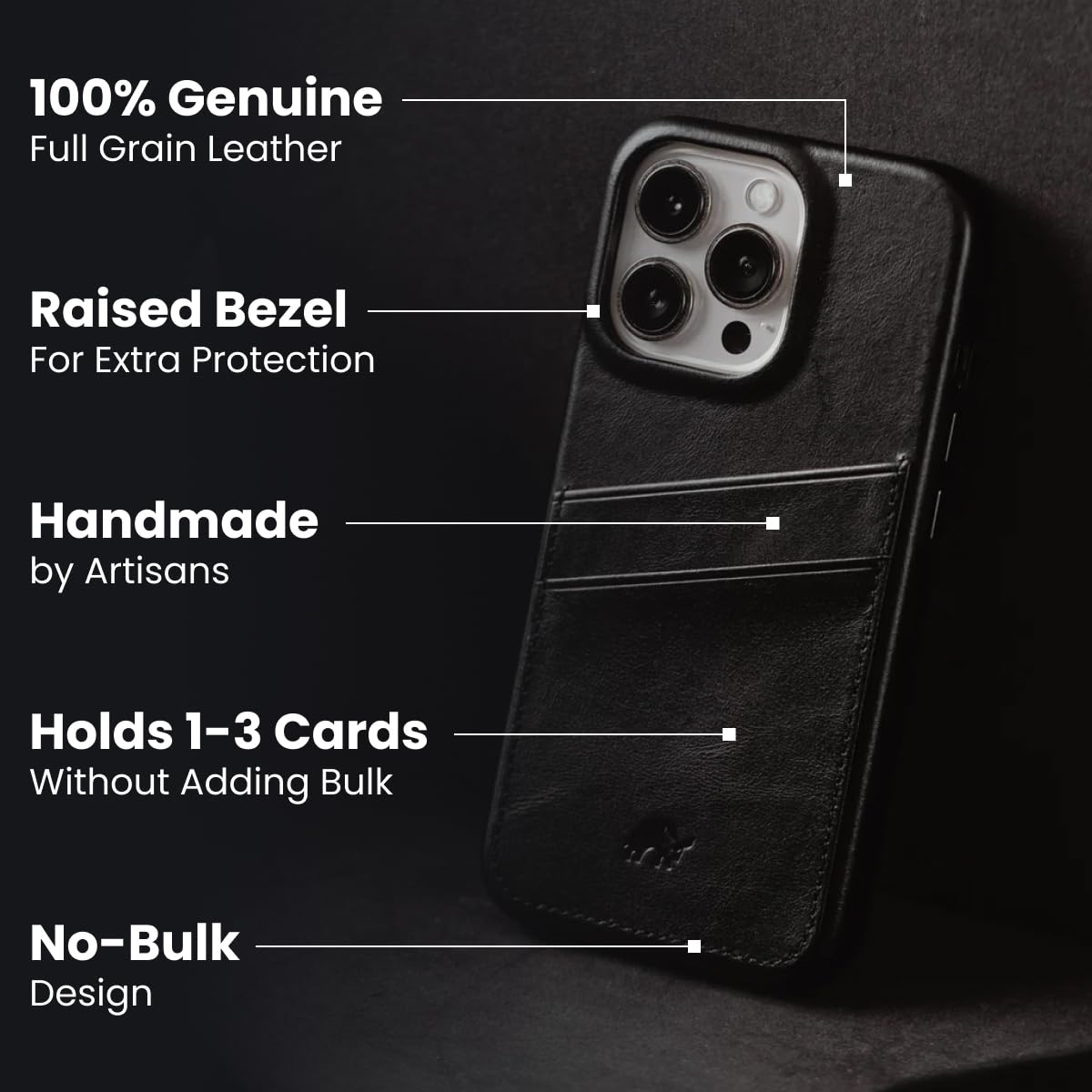 Bullstrap Premium Leather Portfolio Phone Case