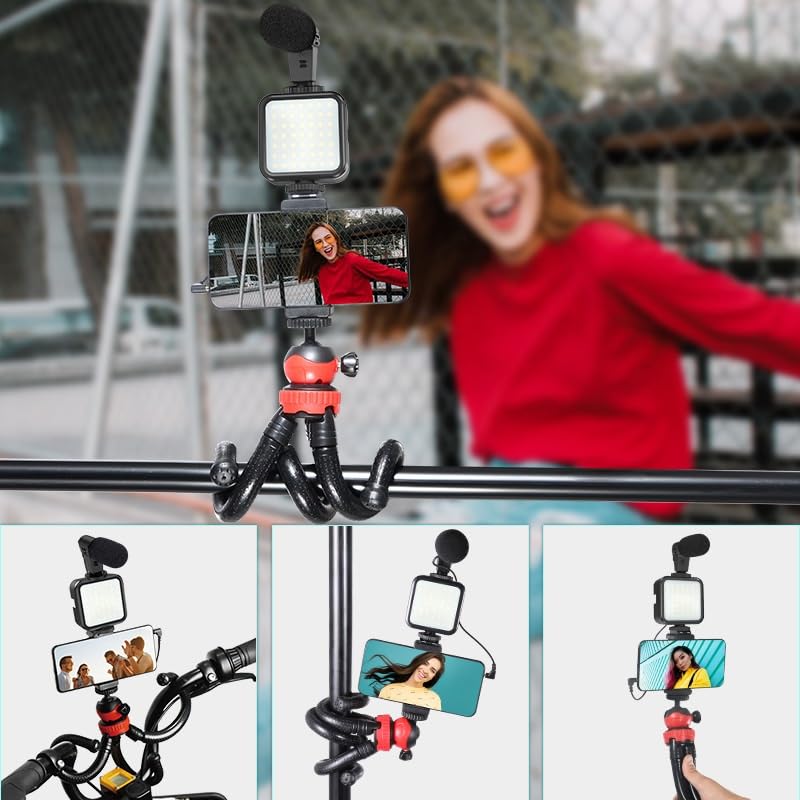 GFHSKRPL Octopus Tripod Microphone Fill Light Vlog Set Mobile Video Shooting