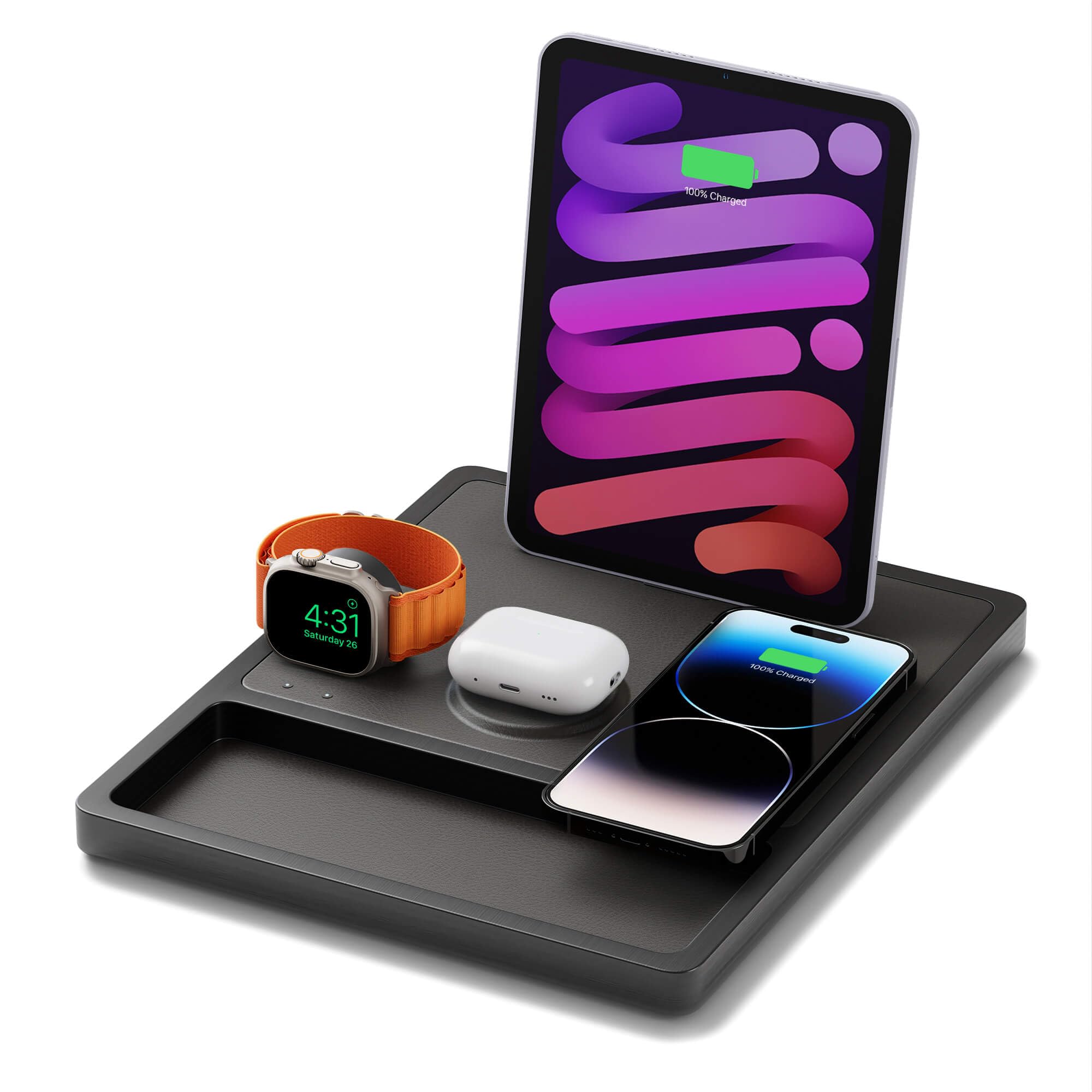 Quad Tray - 4-in-1 MagSafe Magnetic Wireless Charger with iPad Stand Support