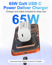 20ft USB-C to USB-C Fast Charging Cable with 65W GaN Charger