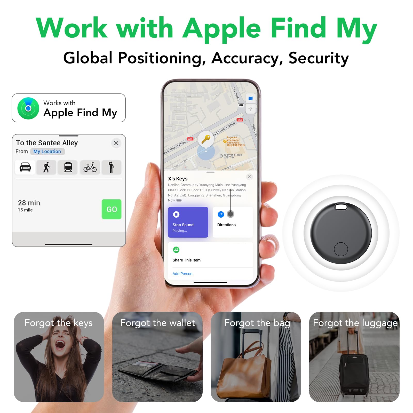 Bluetooth Item Tracker Tags – 4 Pack