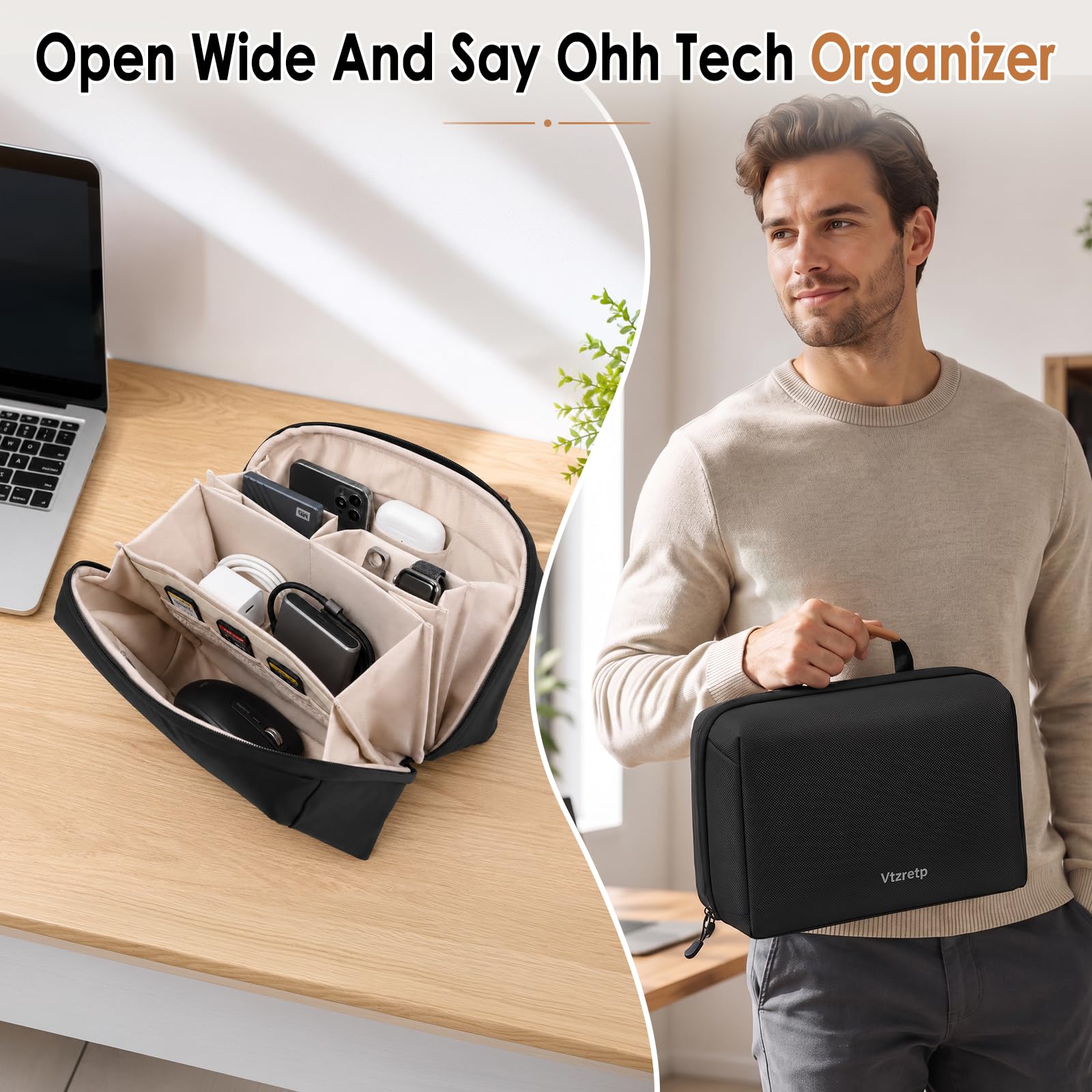 Water-Resistant Electronics Organizer Travel Case