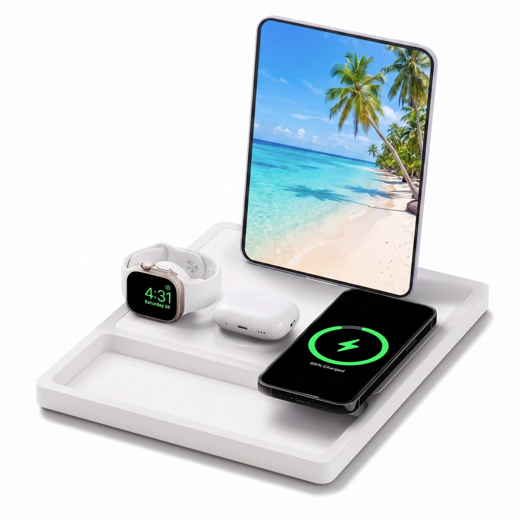 Quad Tray - 4-in-1 MagSafe Magnetic Wireless Charger with iPad Stand Support