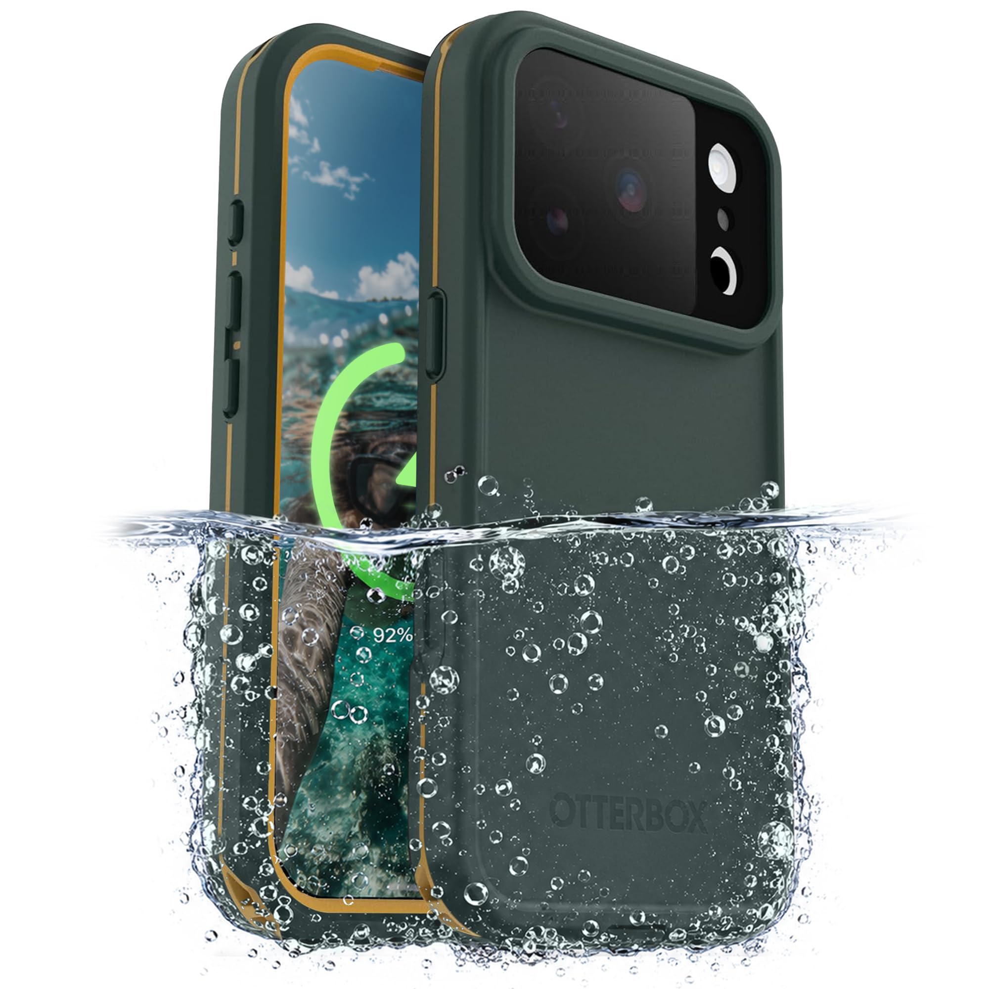 OtterBox iPhone 17 Pro – Frē Waterproof Magsafe Case - Submerge Green