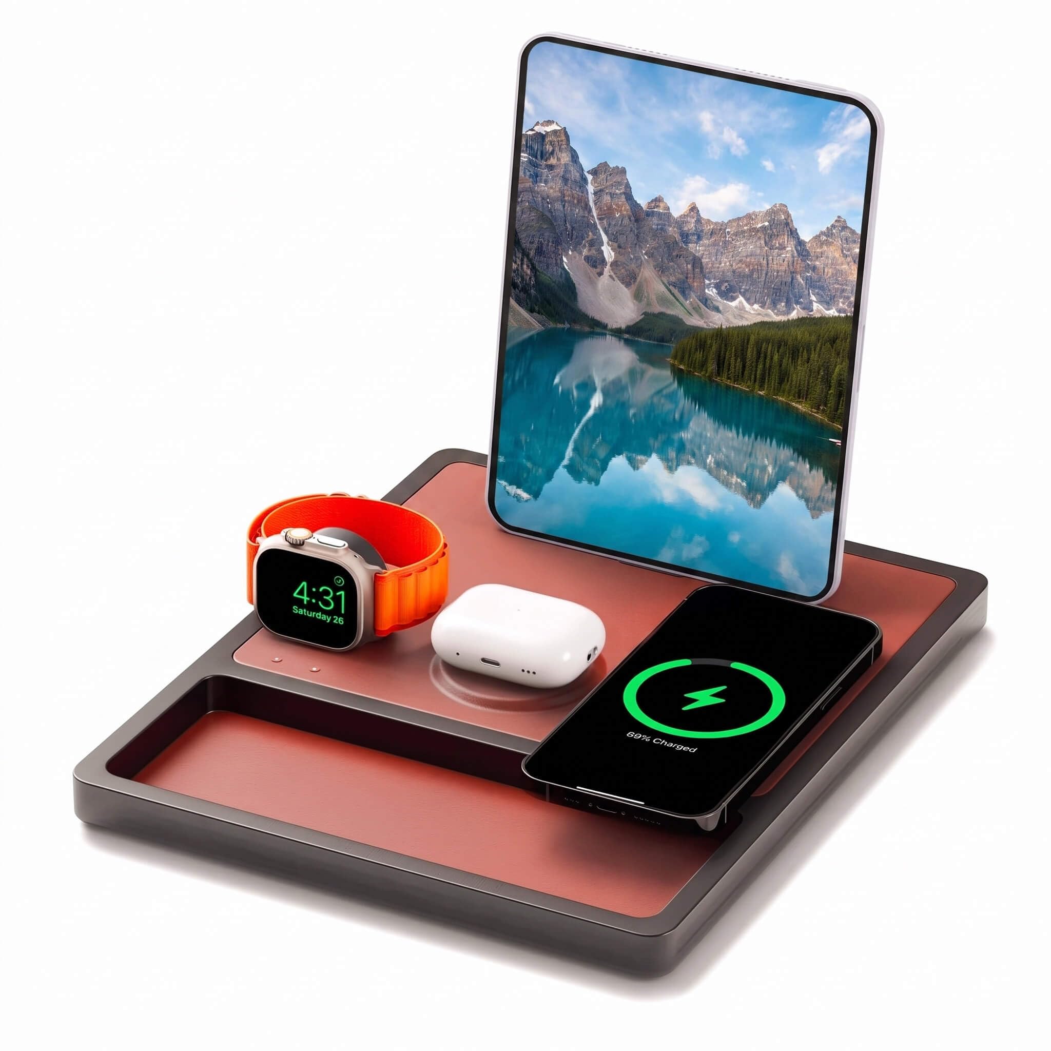 Quad Tray - 4-in-1 MagSafe Magnetic Wireless Charger with iPad Stand Support