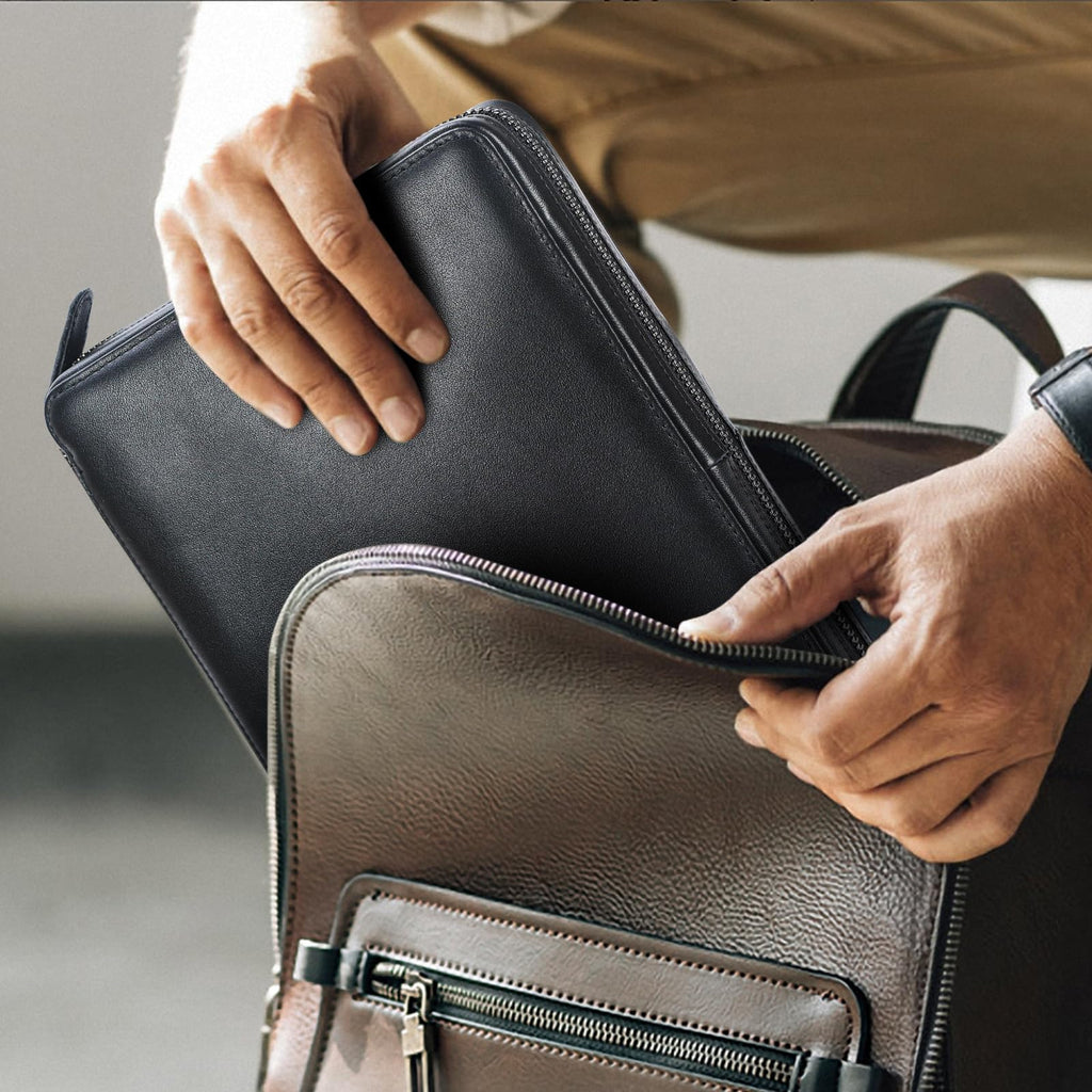 Full Grain Leather Travel Cable Organizer Case