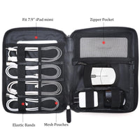Full Grain Leather Travel Cable Organizer Case